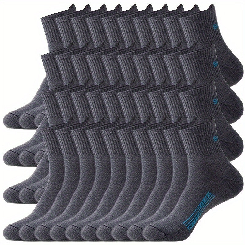 40 black men's mid-calf socks, breathable with ribbed texture, made of polyester and spandex blend, recommended for hand wash only