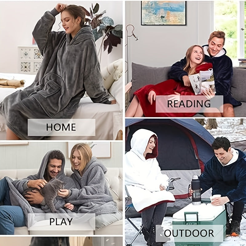 Wearable Blanket Hoodie for Women and Men - Oversized, Super Soft and Warm Sweatshirt Blanket with Big Pocket - Comfortable and Cozy for Adults