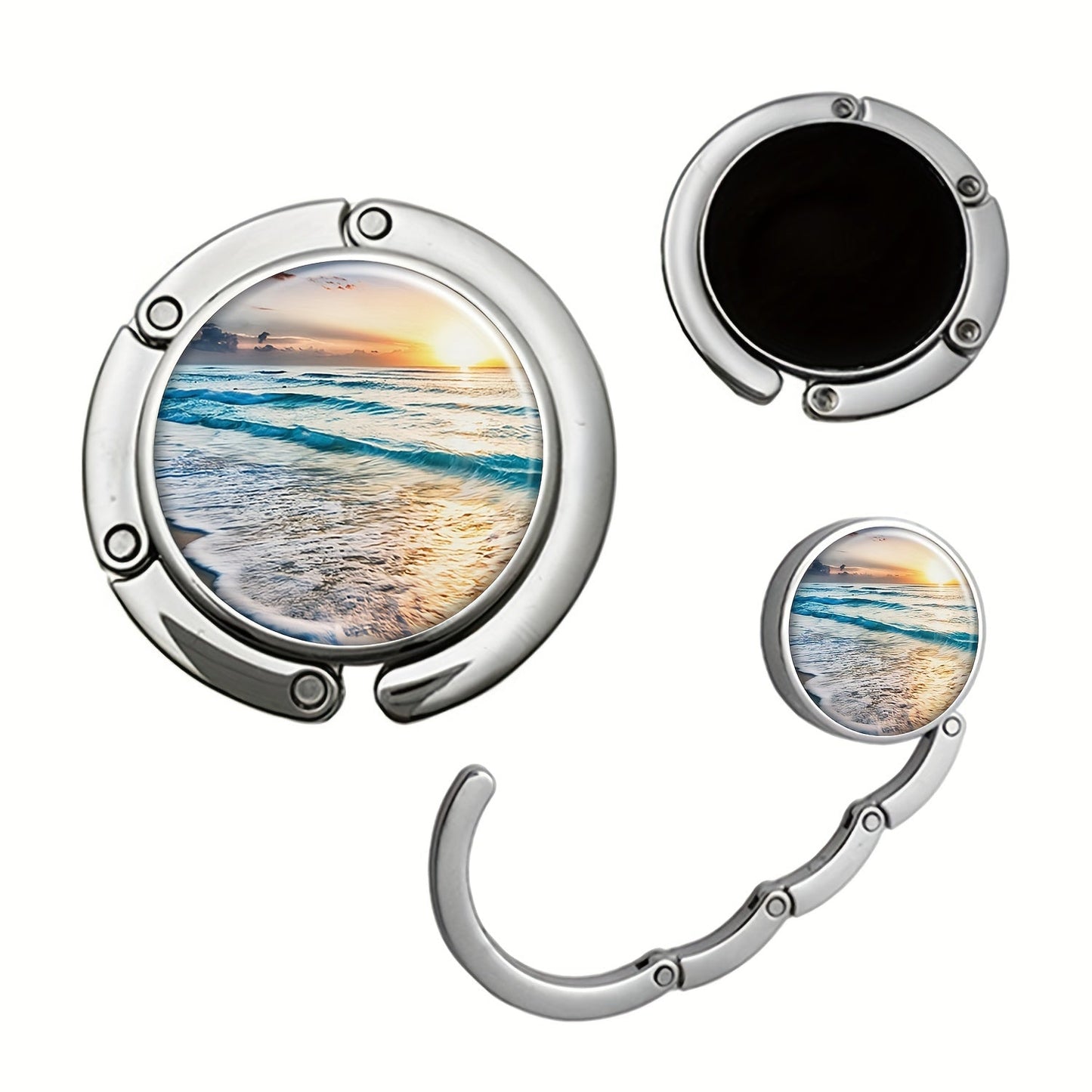 Get organized in style with this Zinc Alloy Purse Hanger featuring a cute Sea Beach Design. This Foldable Handbag Hook is perfect for storing your handbag in Romance Style. It serves as a decorative Folding Purse Holder for Tableside storage.