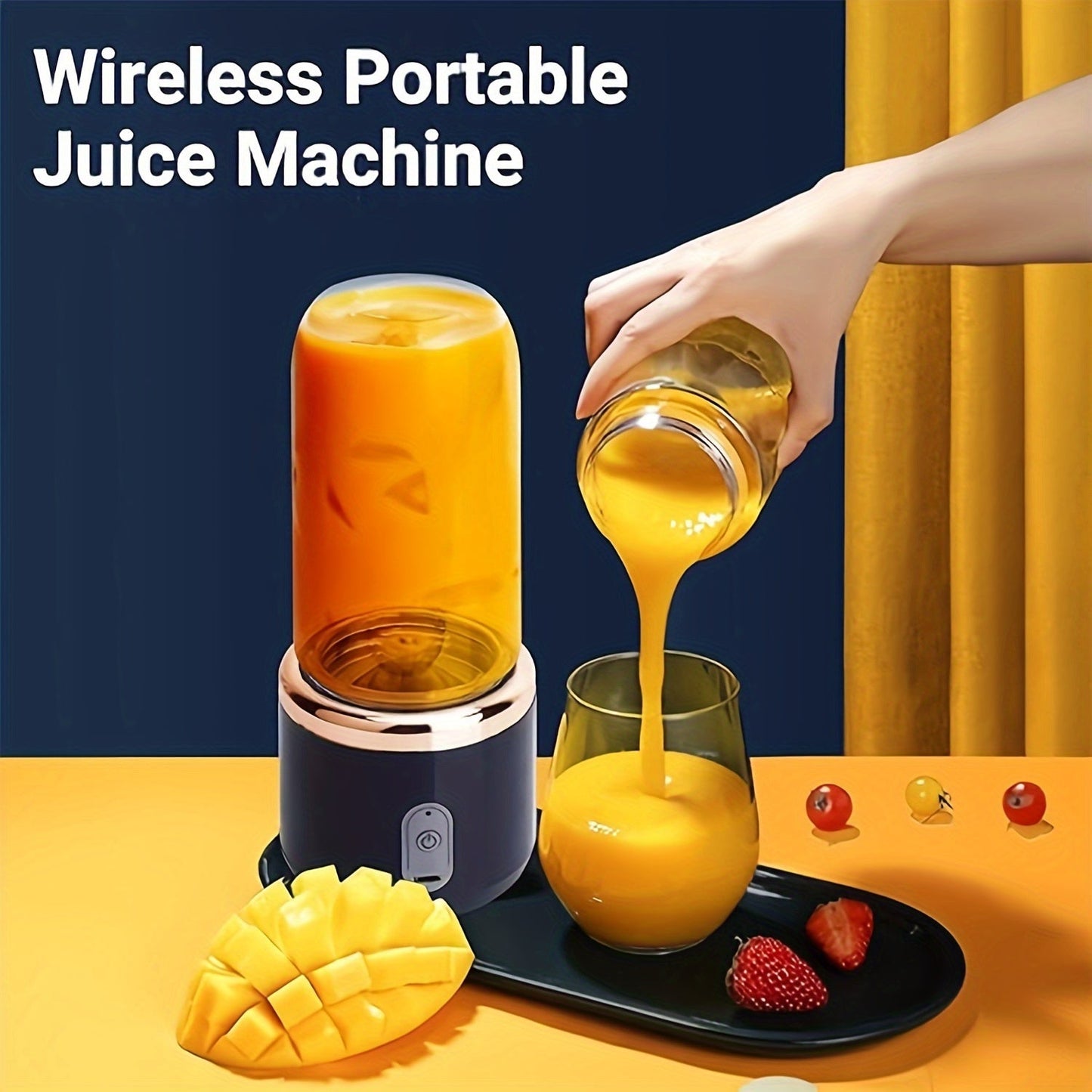 This portable blender is great for making smoothies and shakes on-the-go! It's rechargeable via USB, has 6 sharp blades for easy blending, and is lightweight at only 430g. Ideal for use in the kitchen, at home, or while traveling.