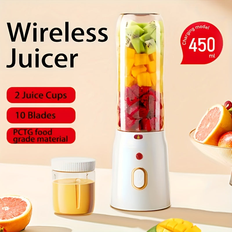 The Dual-Cup Portable Electric Juicer Set is a versatile sports blender perfect for students. With USB charging and a round plastic shape, this multifunctional blender has a capacity of less than 1L and is powered by a lithium battery. It is ideal for