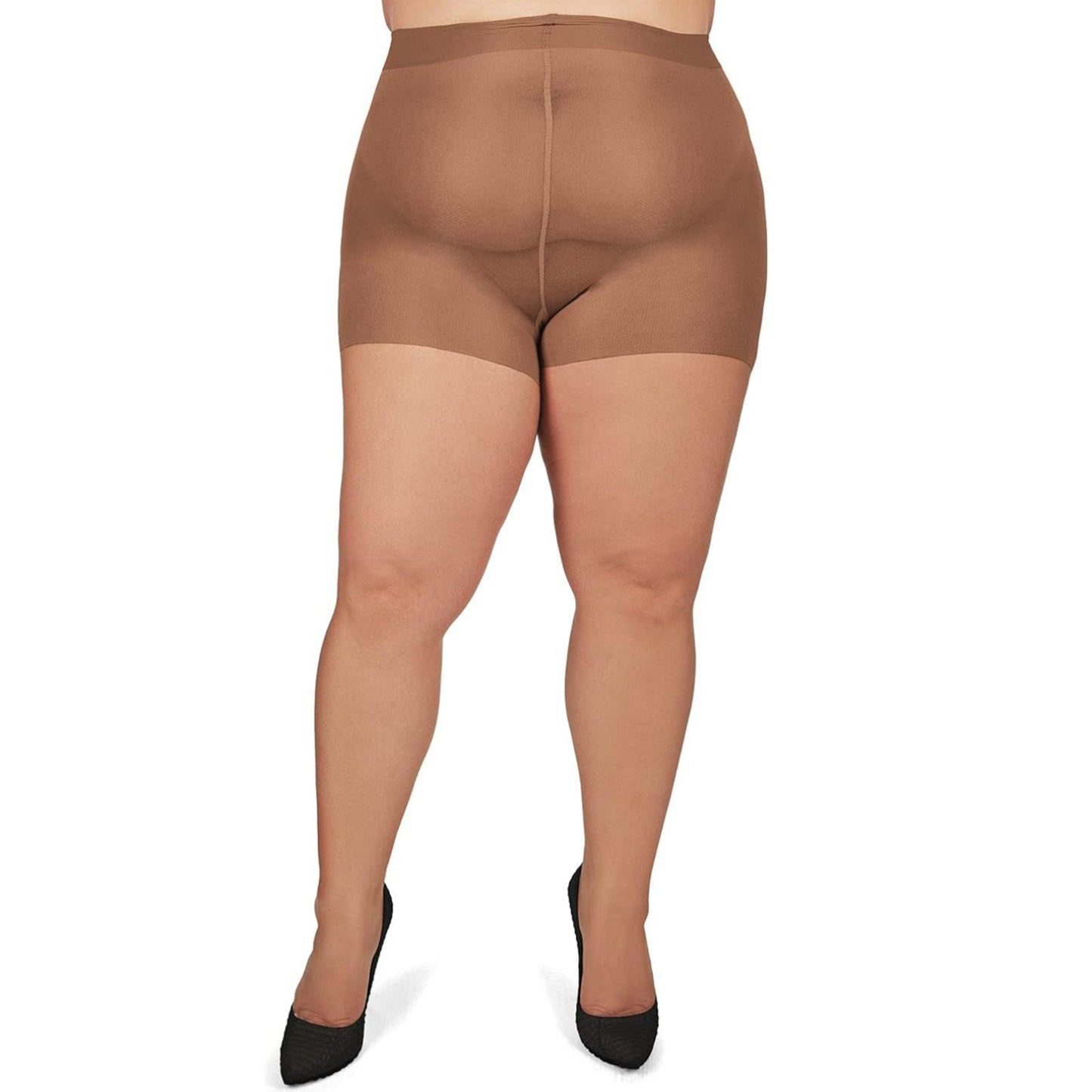 Plus Size Control Top Tights for Women, High Waist Sheer Pantyhose