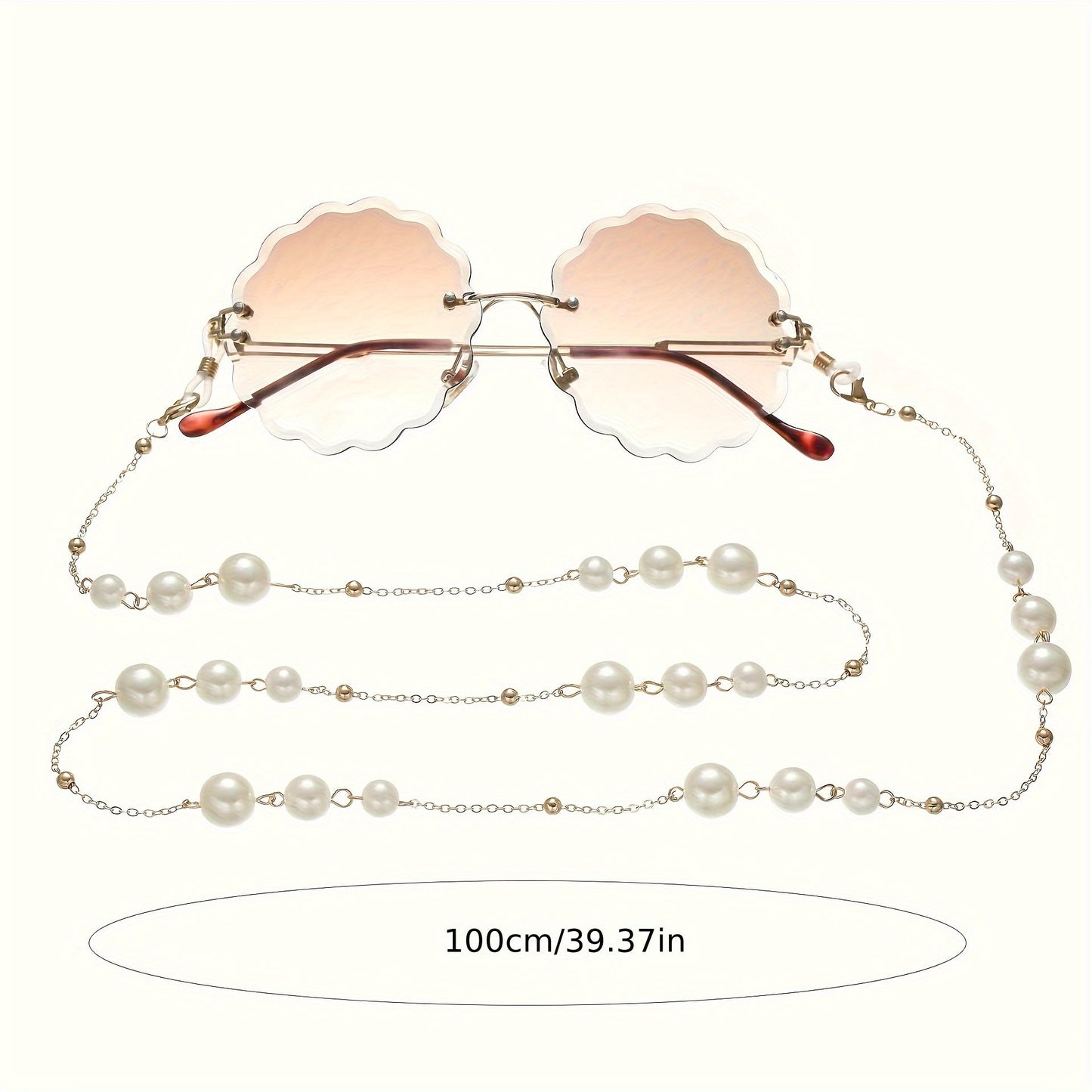 Handmade trendy large pearl chain for sunglasses, fashionable anti-slip glasses chain for men and women's clothing