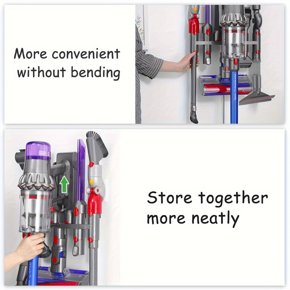 Durable Plastic Wall Mount Organizer for V7, V8, V10, V11, V15 Vacuum Cleaner Attachments - No-Drill Storage Rack and Accessory Holder