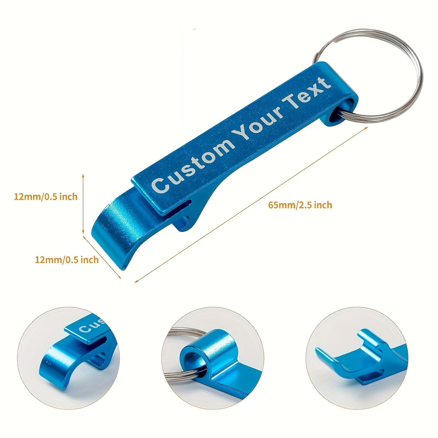 10 custom metal bottle opener keychains for parties and celebrations, durable for kitchen and restaurant use without batteries.