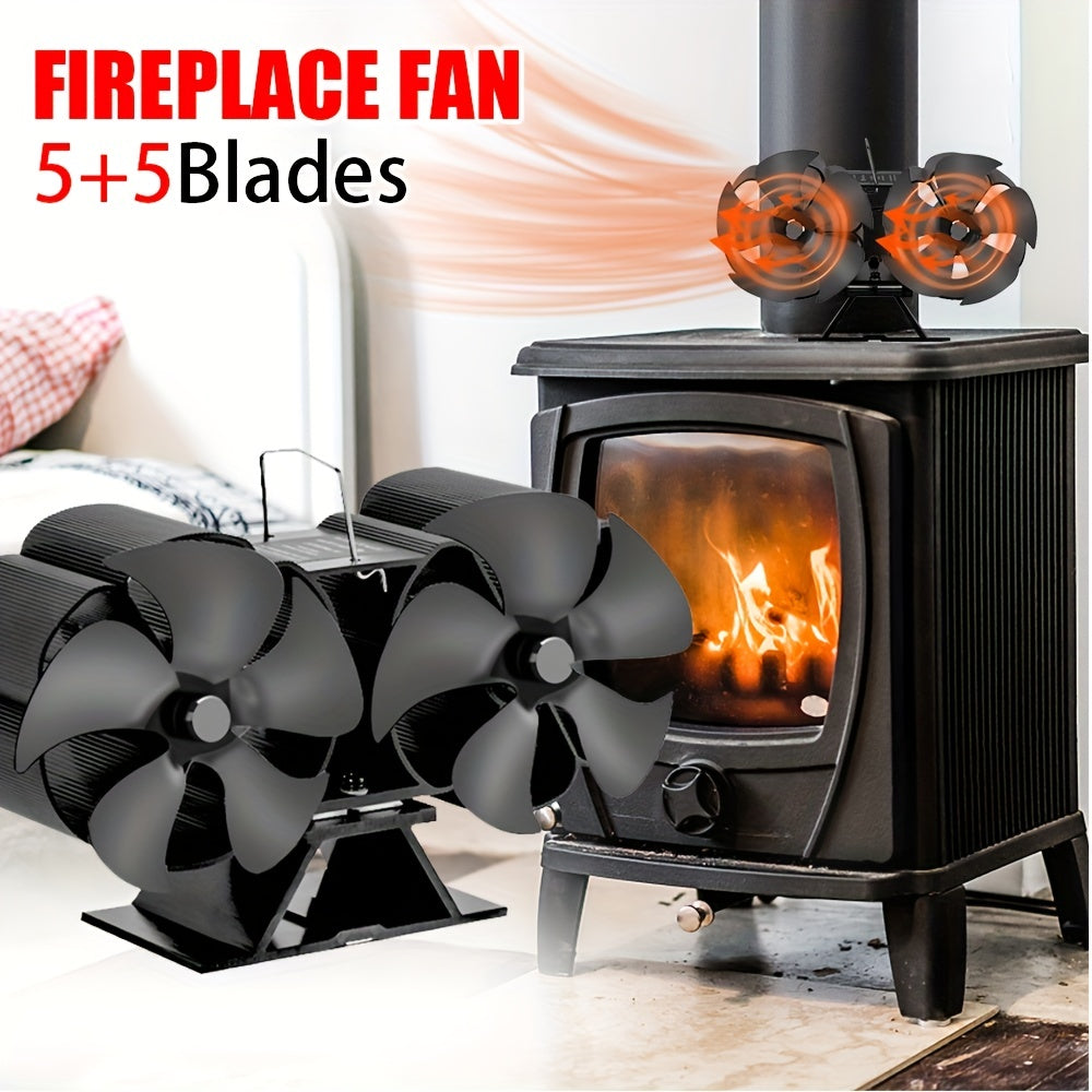 Aluminum High-Speed Fireplace Fan with 10 Blades - Thermoelectric Heat Powered Stove Fan for Wood/Log Burners & Pellet Stoves - Enhances Air Circulation & Saves Energy