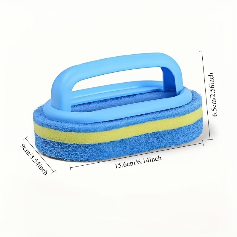 Pack of 2 3-layer sponge cleaning brushes, versatile household tools for cleaning tile, walls, bathtub, bathroom, and pool. Made of durable plastic, no electricity required. Perfect for kitchen cleaning.