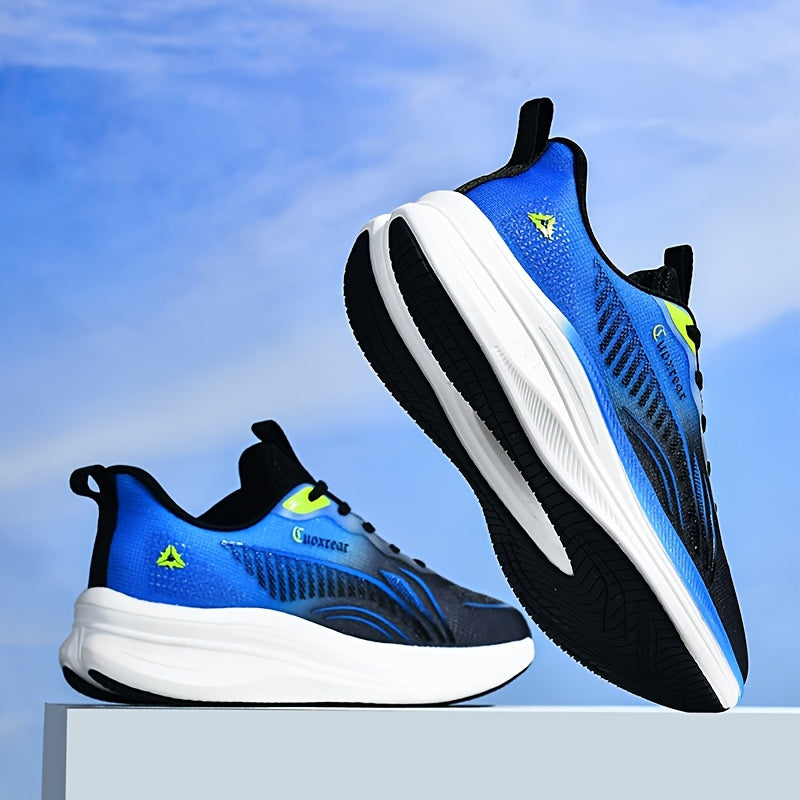 Men's Stylish Platform Woven Shoes for Outdoor Road Running, Breathable and Shock-absorbing.