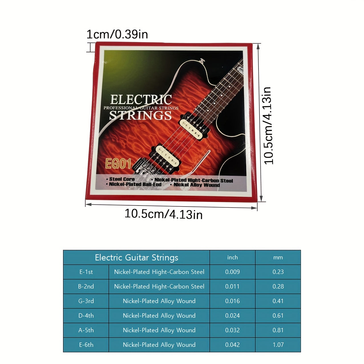 Electric Guitar Strings - Nickel-Plated High-Carbon Steel - Alloy Wound - Quality Steel Core - 6 Strings/Set - E-1st-0.02cm, B-2nd-0.03cm, G-3rd-0.04cm, D-4th-0.06cm, A-5th-0.08cm