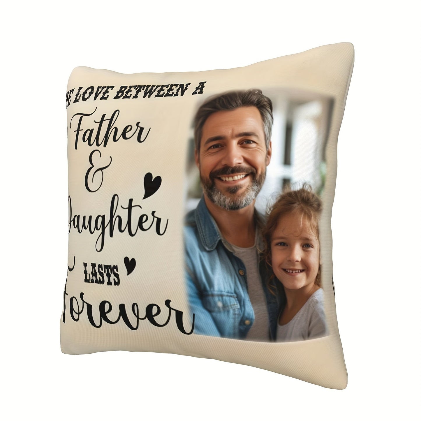 Custom Father & Daughter Photo Pillowcase - Great for Father's Day, Christmas, Thanksgiving, Birthdays | Soft Polyester Home & Sofa Decor, Gift for Dad