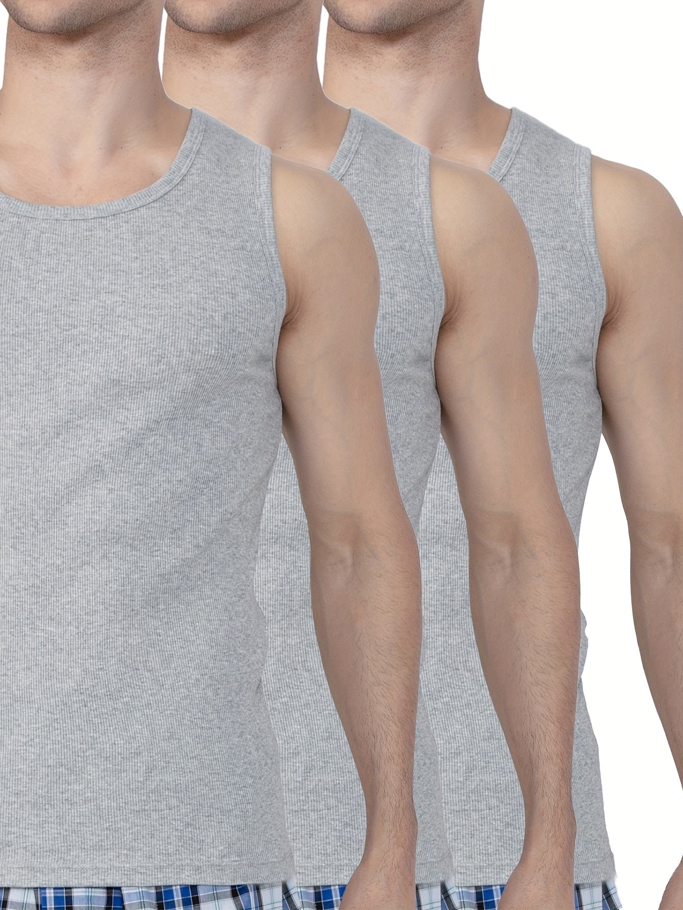 3 pieces of men's cotton tank vests for sports, comfortable clothing