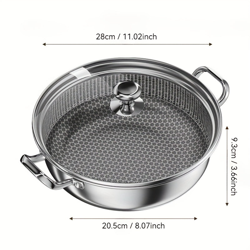 Stainless Steel Double Boiler with Cover, Non-Stick Beehive Steam Pot, Durable and Wear-Resistant, Compatible with Induction and Gas Stove