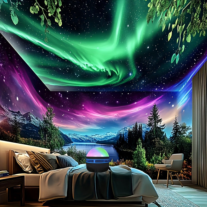 Northern Lights projection night light - black plastic novelty toy for bedroom décor.