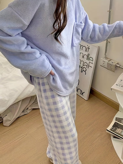 Velvet Plaid Pajama Set for Cozy Winter Nights.