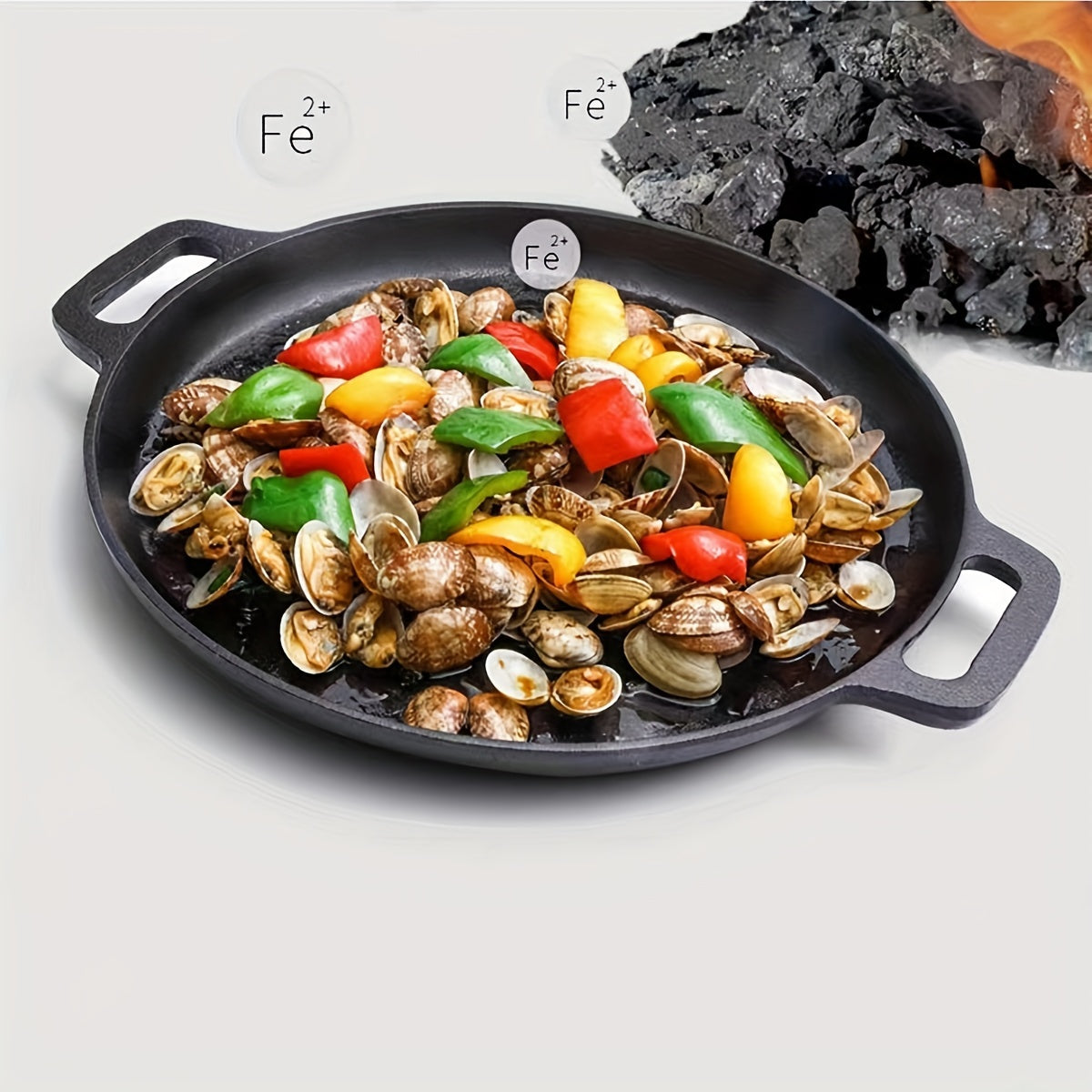 Pre-Seasoned Non-Stick Cast Iron Skillet with Dual Handles, 30cm in Size - Ideal for Pancakes, Grilling, and Sautéing - Hand Wash Only