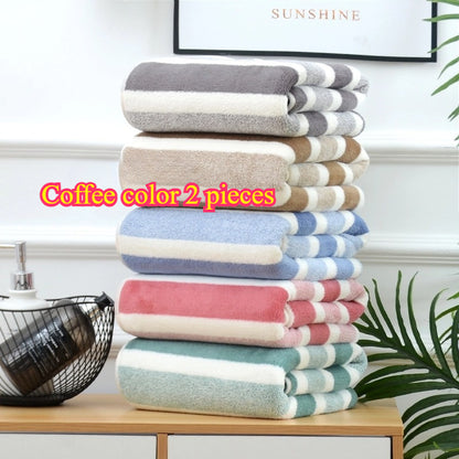 73.0cm x 32.99cm Striped Towel Set: Quick-drying, absorbent, and skin-friendly bath towels. Perfect for home bathrooms and ideal as Valentine's Day gifts.