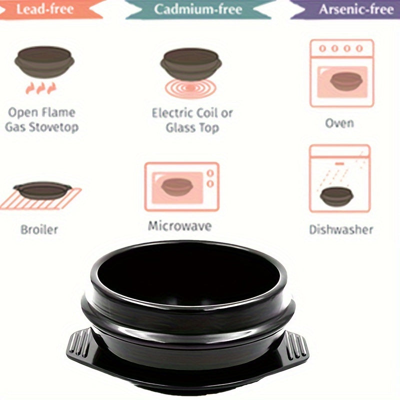 1 Piece Ceramic Donabe Pot Bowl: Enjoy cooking with this heat-resistant tray included. This rust-resistant pot is safe for stovetop use and perfect for BBQ, stew, bibimbap, and soup. No charging necessary.