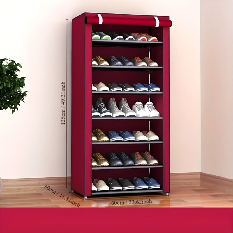 Double your shoe storage with this 1-piece shoe cabinet organizer. Made with a combination of plastic and metal, this multi-layer shoe rack offers ample space for all your footwear. Its freestanding design makes it convenient for placement in any closet.