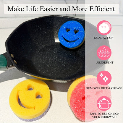 Temperature-sensitive, durable PC material cleaning sponges available in packs of 2, 4, 6, or 8. Suitable for use in the kitchen, bathroom, glass, and living room. These scratch-free sponges are perfect for dishwashing and pot scrubbing.