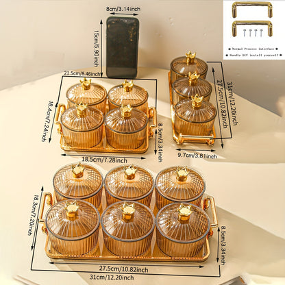 High-quality light luxury candy box with sealed jar for storing 3, 4, or 6 bottles on a tray.