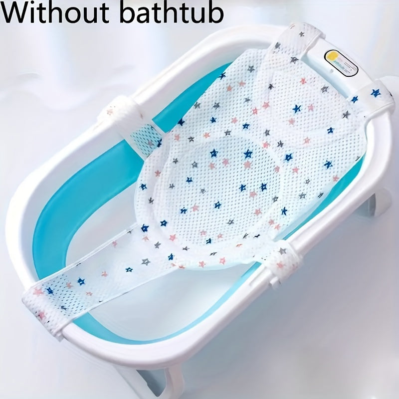 The MAYAPHILOS Baby Bath Support Seat Pad offers a comfortable and secure bathing experience for infants and toddlers. Made with a soft anti-slip material and includes a pillow for added comfort, this adjustable polyester fiber bathtub net is suitable