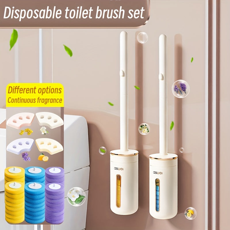 1 set of Disposable Toilet Brush with 8 Disposable Brush Heads, only $24.32. Refill your disposable brush heads with ease. Comes with 4 scented tablets for a fresh clean. Perfect for cleaning every inch of your bathroom with no corner left untouched. Get