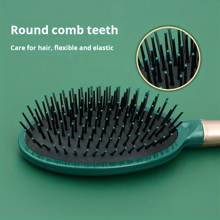 Hair brush set with 3pcs/5pcs including air cushion comb, round curling brush, and detangling brush. Features anti-static plastic bristles, wide tooth design, ABS handle. Ideal for straight