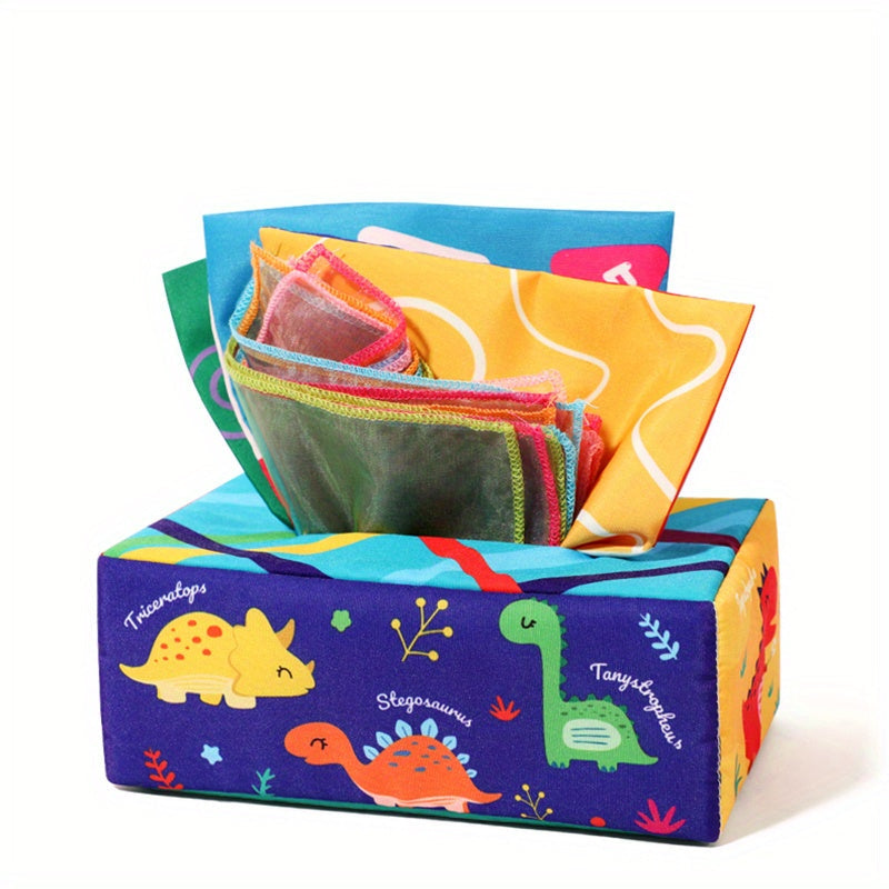 Toys for Babies 6-12 Months: Soft Tissue Box and High Contrast Crinkle Paper Sensory Silk Scarves - Ideal Early Learning Present! Great for Christmas, Halloween, and Thanksgiving gifts.