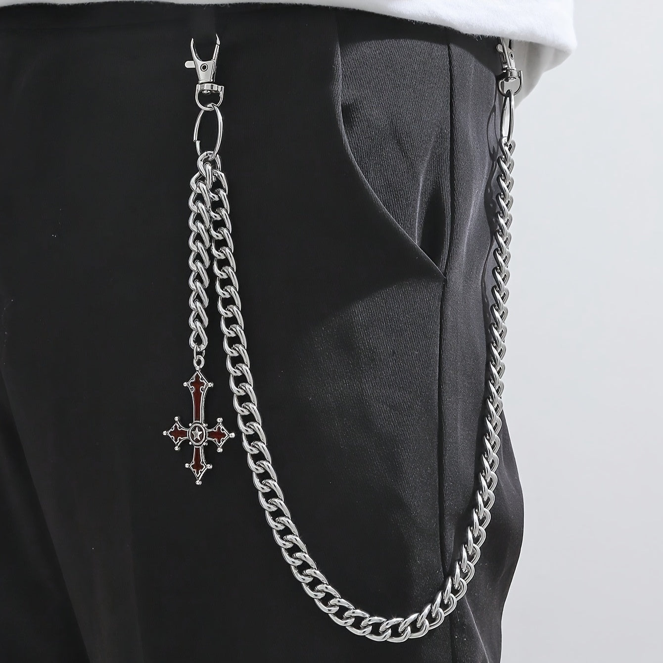 Fashion Accessory: Iron Alloy Cross Pendant Men's Casual Pants Chain