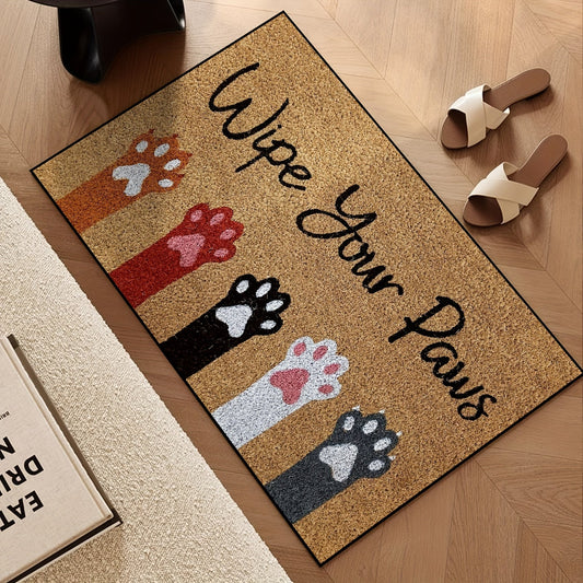 Durable All-Season Cat Scratch Welcome Mat - Low Pile Polyester Rug for Multiple Rooms - Non-Slip, Machine Washable, Fade-Resistant Entryway Carpet