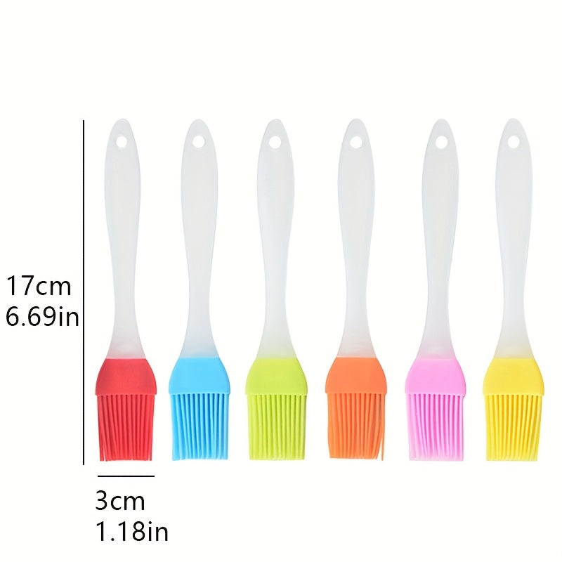 6-Pack FlexiChef Silicone Basting Brushes: Food-Grade, Heat-Resistant, Multi-Color, 17cmx3cm, Portable Kitchen Utensils for Cooking, Grilling, Baking.