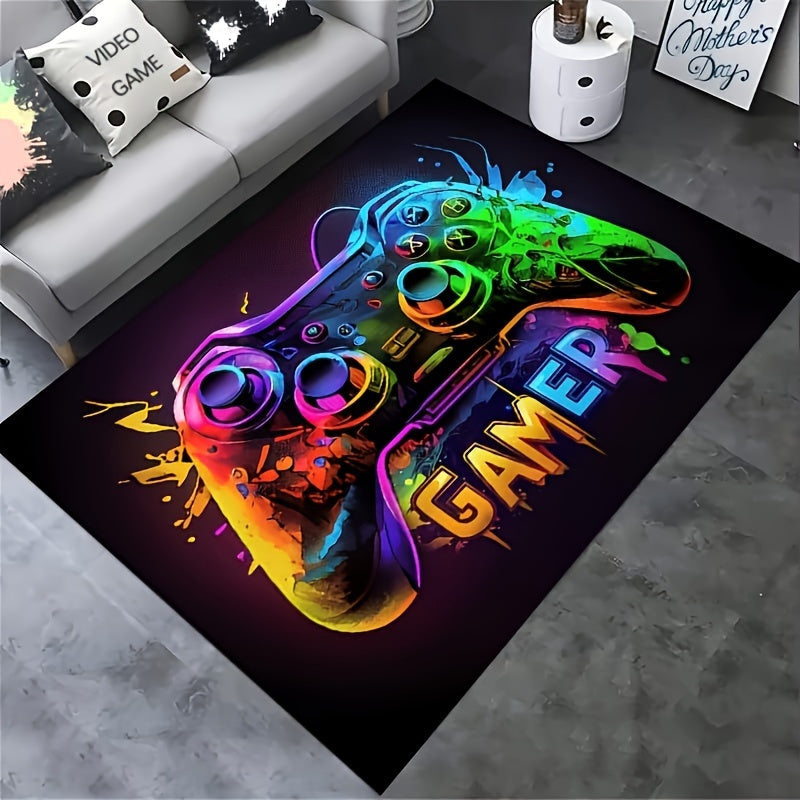 Stylish Anti-Slip Carpet for Gaming Spaces - Durable Non-Woven Fabric, 930G/M² Weight, 0.5Cm Thickness, Rubber Backing, Features Controller Design, Suitable for Game Rooms, Bedrooms, Living Rooms, and More