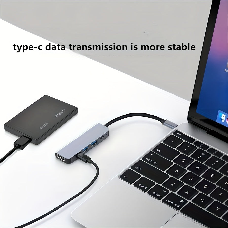 5-in-1 USB C Hub with 4K HDTV, High-Speed USB, 100W PD for enhanced device connectivity, data transfer, and high-definition viewing. Compatible with MacBook, Samsung, HP, and more.