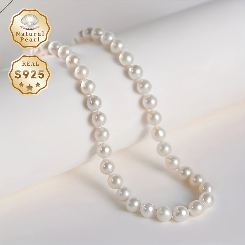 Upgrade her jewelry collection with the elegant MUFAN Simple Luxury Freshwater Pearl Necklace. Featuring 6.5-7.5mm natural pearls, this necklace is the perfect June birthstone gift. Crafted with a S925 silver clasp and no plating, it is suitable for all