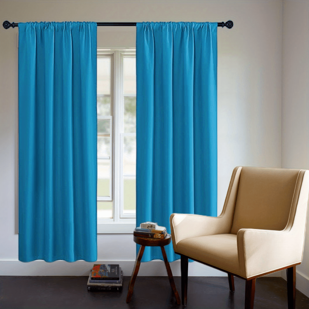 One Blackout Curtain (1 Panel) - Thick Rod Pocket Curtain for Heat Insulation and Light Blocking in Bedroom, 200g;