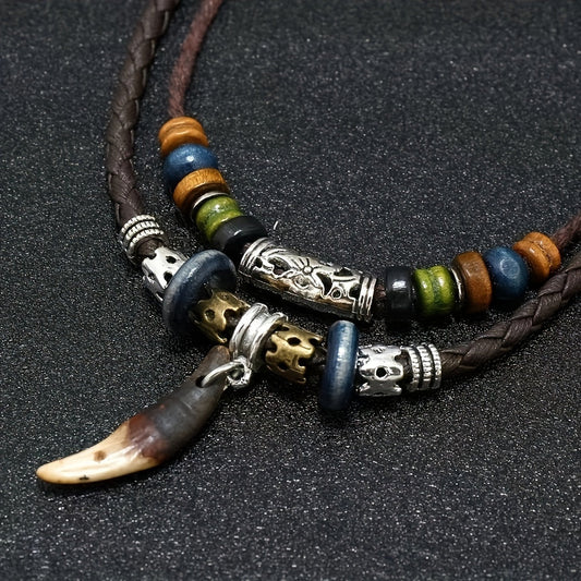 Unique wolf tooth necklace for men, featuring a vintage pendant