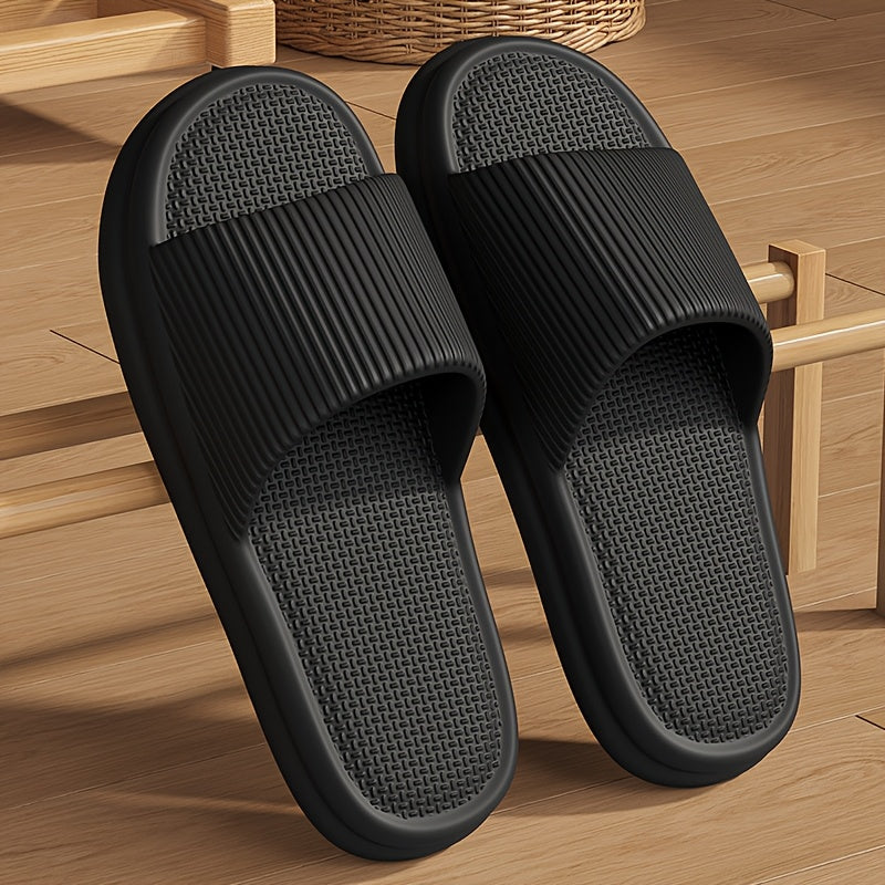 Comfortable size 48-49 summer slides in classic black, perfect for indoor/outdoor use. Made of non-slip, quick-dry EVA material. Great for beach and home relaxation.