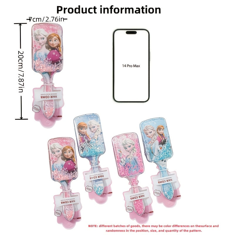 Must-have Bathroom Essential for All Hair Types: Disney Frozen Elsa & Anna Hair Comb Set with Cute Cartoon Paddle Brush, Made of Durable ABS Plastic - No Electricity Required