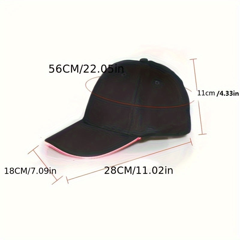 LED light-up baseball cap for parties, carnivals, and hip hop performances. Batteries included.