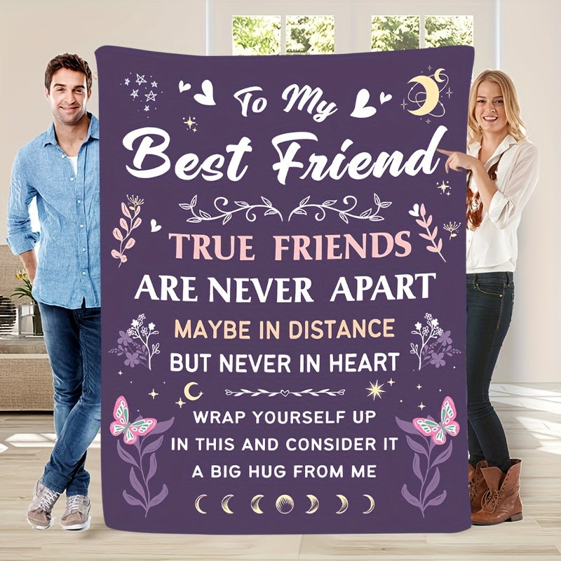 Give the Gift of a Cozy Best Friend Blanket - Ideal for Women, Work BFFs & Soul Sisters - Perfect for Mother's Day, Birthdays, Christmas | Made with Soft Flannel, Machine Washable, All-Season Throw, Great for the Holidays