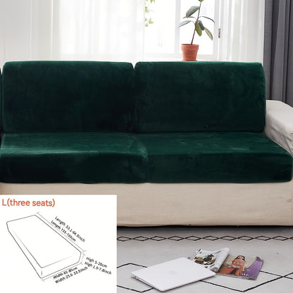 Golden Velvet Sofa Cover provides winter warmth and dustproof furniture protection. Easy to clean with elastic fabric, it offers full coverage and universal anti-slip design. Also serves as an anti-cat scratch back cover, cloth cushion cover suitable for