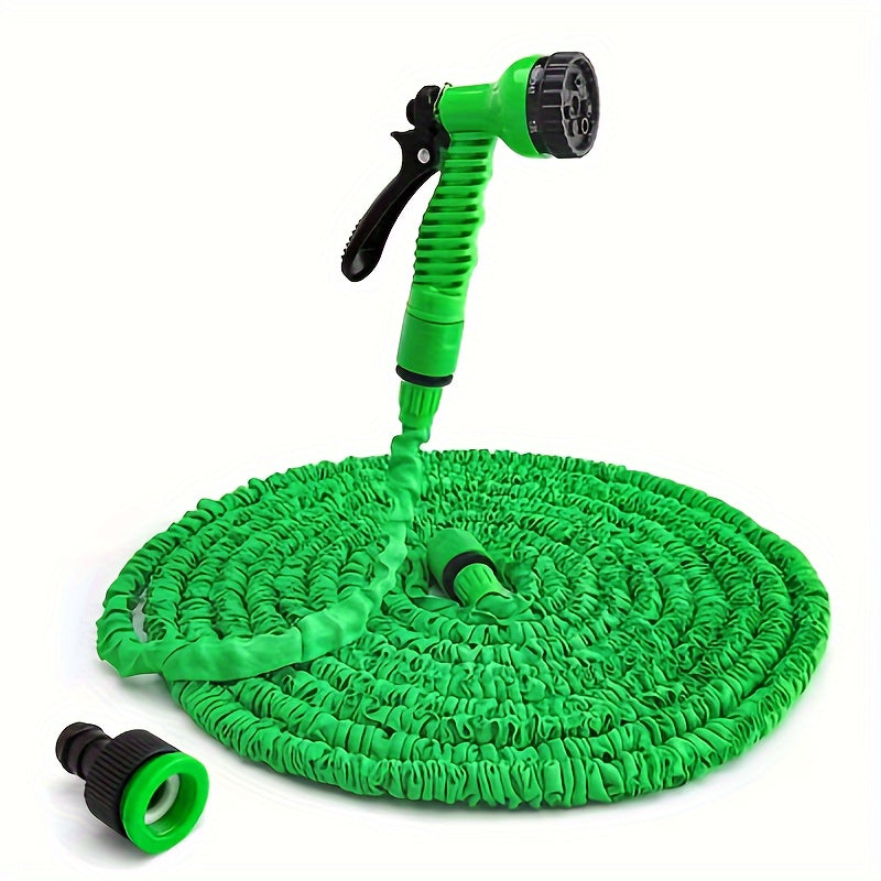 Durable and versatile, this expandable magic garden hose features a high-pressure, leak-proof and tangle-free design, perfect for car washes and watering needs. Comes with a multi-function