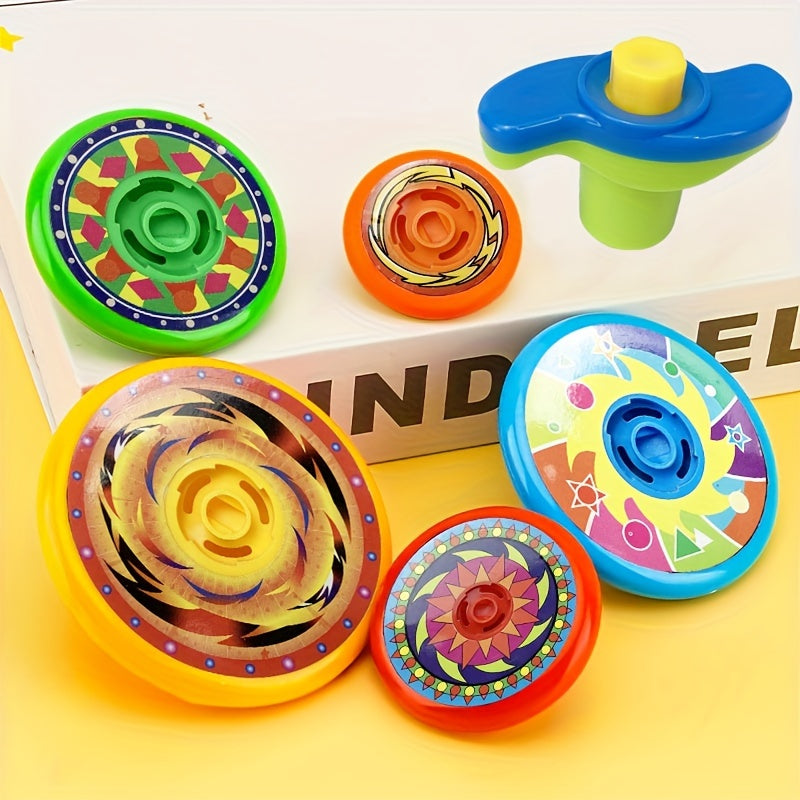 Set of 5 Vibrant Multi-Layer Spinning Tops - Perfect for Stacking and Battle Games