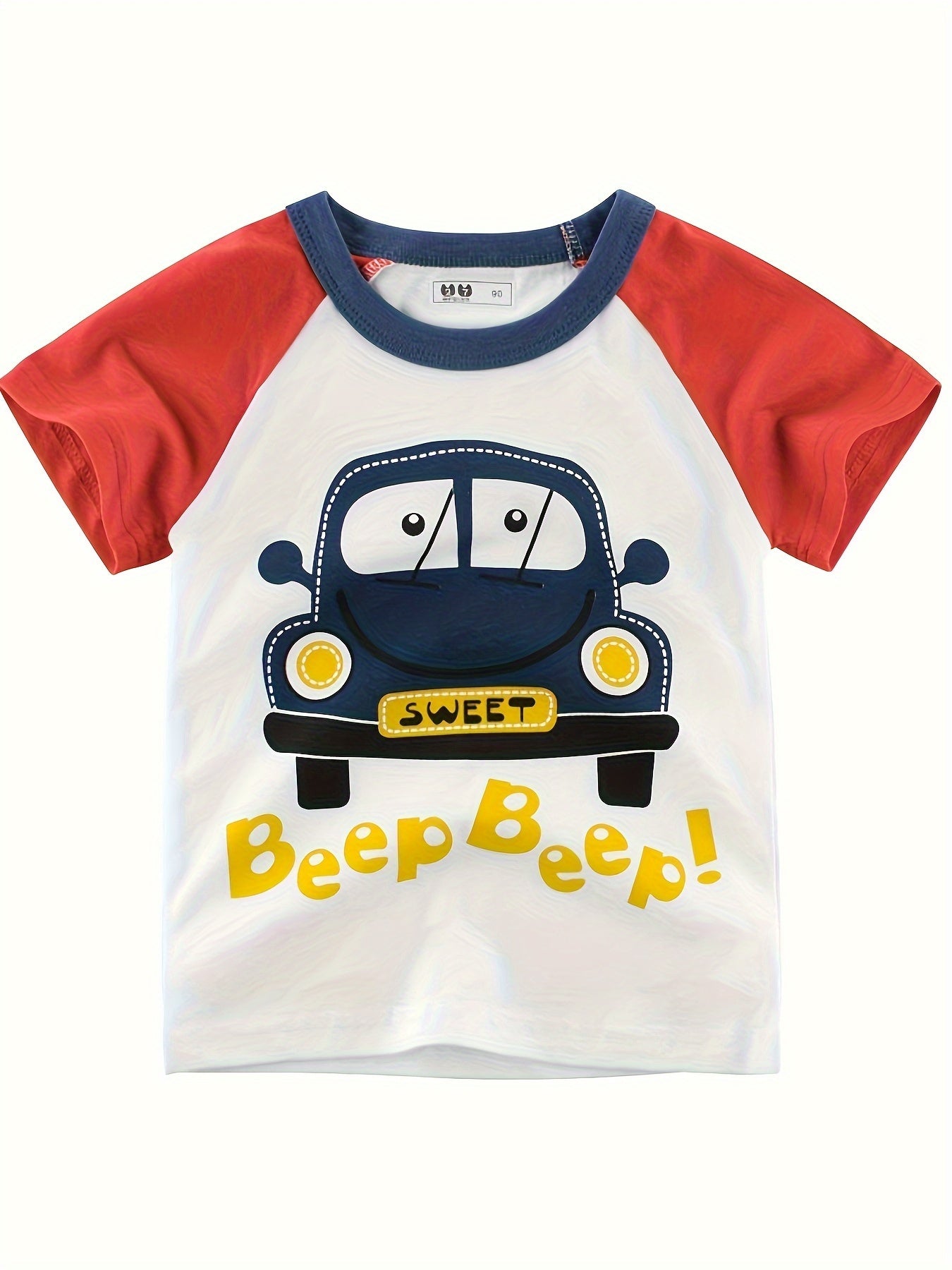 4pcs cartoon car print boys' cotton t-shirt for summer outdoor leisure