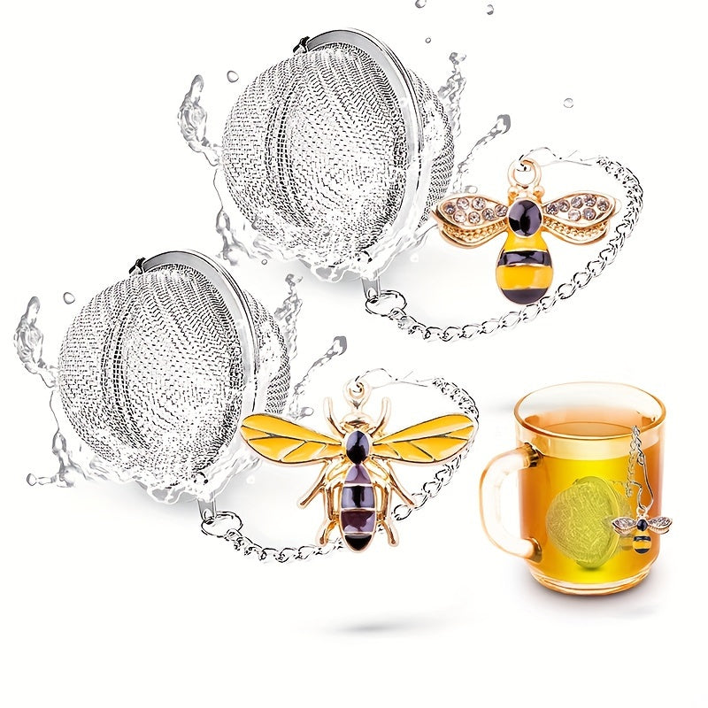 Handmade Tea Infuser Set with Honey Bee and Spider Design - Includes 2 Tea Strainers and Bee Charm Pendant - Perfect for Loose Leaf Tea Steeping