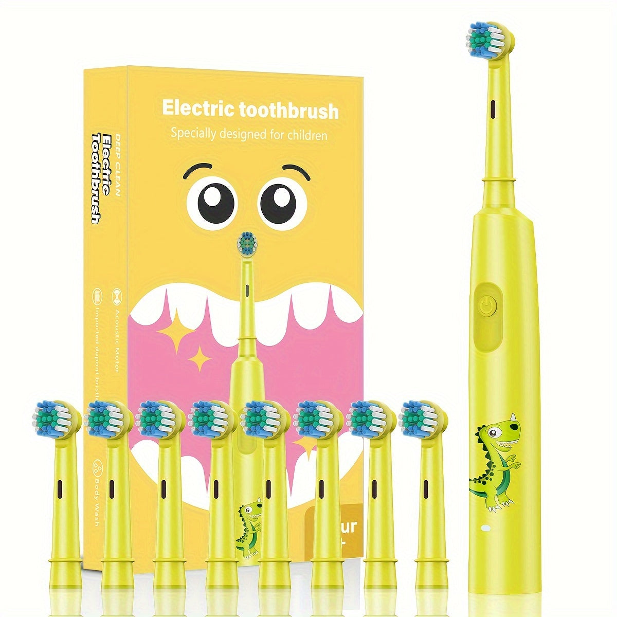 Children's electric toothbrush with 3 cleaning modes, USB rechargeable, soft bristles, and auto deep clean for ages 3-14.