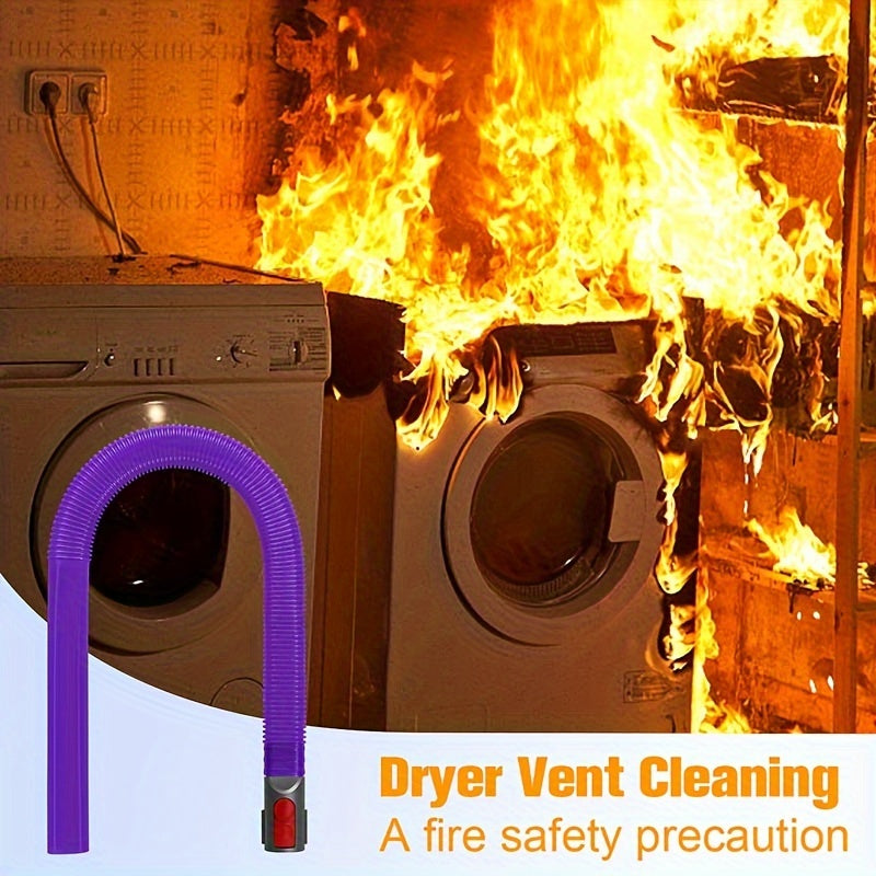 Purple Dryer Vent Cleaner Kit Vacuum Hose Attachment compatible with Dyson V15 V12 V11 V10 V8 V7 V6 Vacuum cleaners, Lint Remover, Dryer Lint Vacuum Attachment.