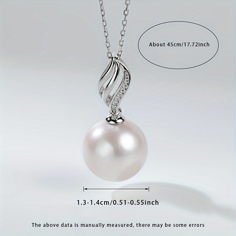 Stay elegant and fresh with the MUFAN freshwater pearl pendant necklace designed for women. Featuring a large 13-14mm natural lustrous pearl with zirconia inlay, this necklace is made of S925 sterling silver. Perfect for June birthdays, this necklace is