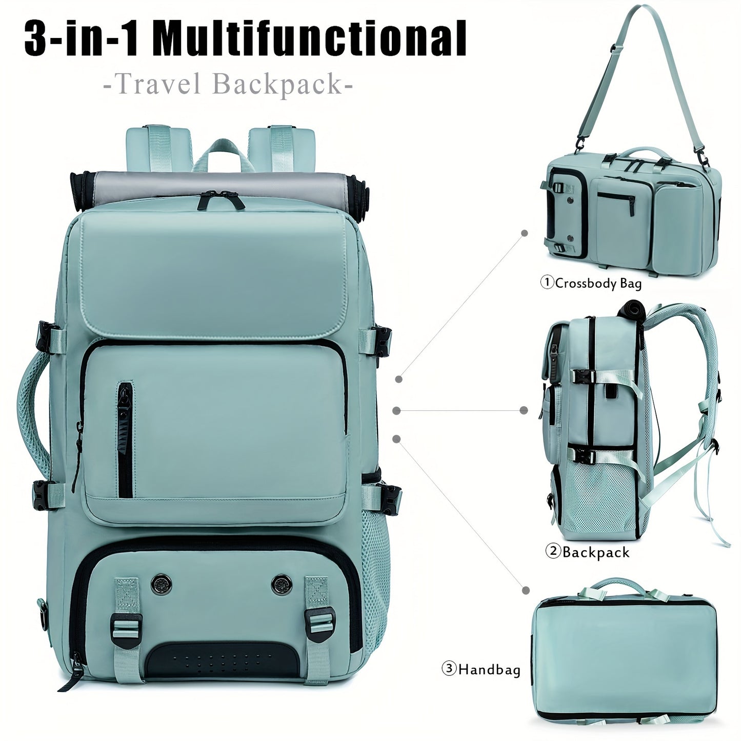 Versatile large backpack with shoe compartment & USB port for outdoor activities, business, and college. Great gift idea for men and women.