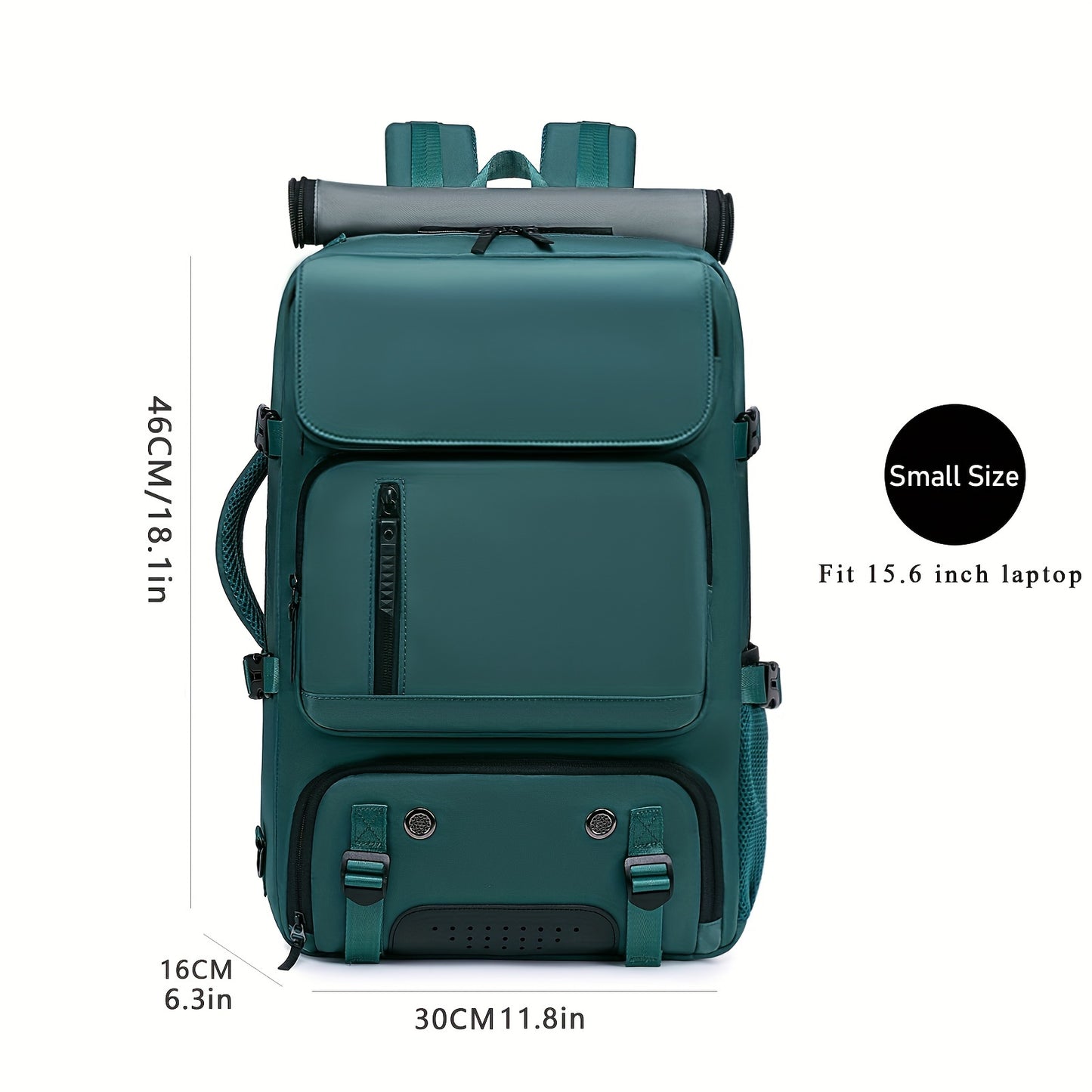 Waterproof 43.94cm business laptop backpack with shoe compartment. Large capacity rucksack for hiking and camping, suitable for college students and women's work carry-on. Made of durable